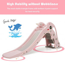 Load image into Gallery viewer, 3-in-1 Kids Climber Slide Play Set with Basketball Hoop and Ball-Pink