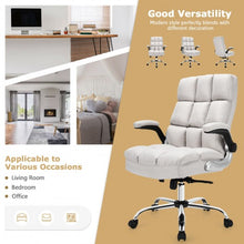Load image into Gallery viewer, Adjustable Swivel Office Chair with High Back and Flip-up Arm for Home and Office-Beige