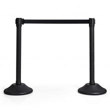 Load image into Gallery viewer, 2 Pcs Stanchion Post Crowd Control Barriers Queue Pole w/Retractable Belt-Black