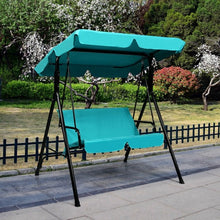 Load image into Gallery viewer, Steel Frame Outdoor Loveseat Patio Canopy Swing with Cushion-Blue