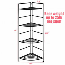 Load image into Gallery viewer, 4 Tier Folding Metal Shelf Plant Stand Storage Open Shelf Corner Display Rack
