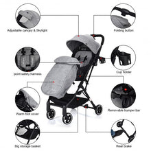 Load image into Gallery viewer, Lightweight Foldable Pushchair Baby Stroller with Foot Cover-Gray