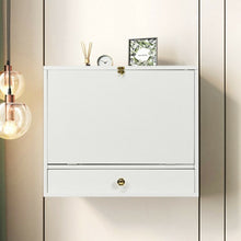 Load image into Gallery viewer, Wall Mounted Folding Laptop Desk Hideaway Storage with Drawer-White