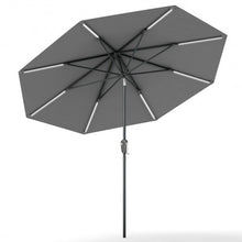 Load image into Gallery viewer, 9 Ft Patio Solar Powered Umbrella with LED Light-Gray