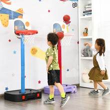 Load image into Gallery viewer, 2 in 1 Kids Basketball Hoop Stand with Ring Toss and Storage Box-Black