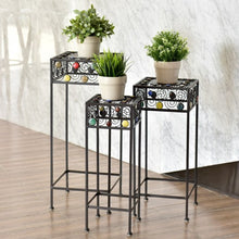 Load image into Gallery viewer, 3 pcs Square Ceramic Beads Decor Metal Plant Stand