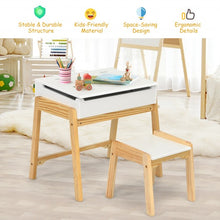 Load image into Gallery viewer, Children Activity Art Study Desk and Chair Set with Large Storage Space for Kids Homeschooling-White