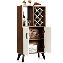 Load image into Gallery viewer, Bar Cabinet Wooden Buffet Sideboard Storage Cupboard with Wine Rack