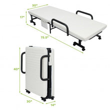Load image into Gallery viewer, Folding Adjustable Guest Single Bed Lounge Portable with Wheels-White