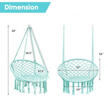 Load image into Gallery viewer, Hanging Macrame Hammock Chair with Handwoven Cotton Backrest-Turquoise