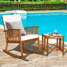 Load image into Gallery viewer, 2PCS Acacia Wood Patio Rocking Chair Table Set