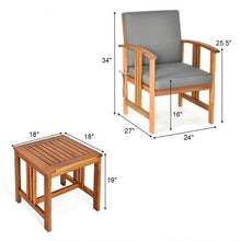 Load image into Gallery viewer, 3PC Solid Wood Outdoor Patio Sofa Furniture Set-Gray