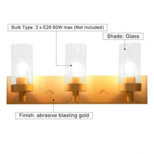 Load image into Gallery viewer, 3-Light Vanity Lamp w/ Gold Finish and Clear Glass Shade
