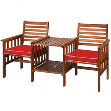 Load image into Gallery viewer, 3 pcs Outdoor Patio Table Chairs Set Acacia Wood Loveseat-Red