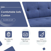 Load image into Gallery viewer, Convertible Futon Sofa Bed Folding Recliner with USB Ports and Power Strip-Blue