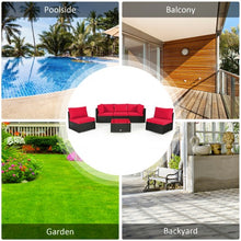 Load image into Gallery viewer, 6PCS Patio Rattan Furniture Set Cushioned Sofa Coffee Table Garden-Red