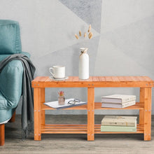 Load image into Gallery viewer, Entryway Bamboo Shoe Storage Rack Bench