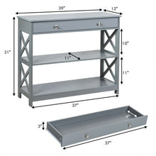 Load image into Gallery viewer, Console Table 3-Tier with Drawer and Storage Shelves-Gray