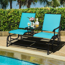 Load image into Gallery viewer, 2-Person Outdoor Patio Double Rocking Loveseat -Turquoise