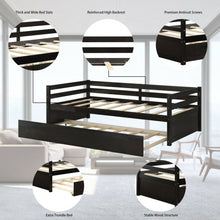 Load image into Gallery viewer, Twin Size Wooden Slat Trundle Platform-Espresso