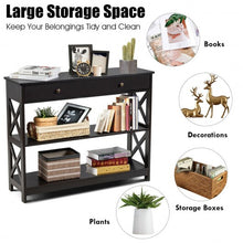 Load image into Gallery viewer, Console Table 3-Tier with Drawer and Storage Shelves-Espresso