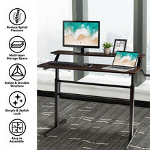 Load image into Gallery viewer, Standing Desk Crank Adjustable Sit to Stand Workstation -Brown