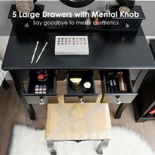 Load image into Gallery viewer, Vanity Make Up Table Set Dressing Table Set with 5 Drawers-Black