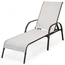 Load image into Gallery viewer, Adjustable Patio Chaise Outdoor Folding Lounge Chair with Adjustable Backrest-Gray