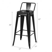 Load image into Gallery viewer, 30" Set of 4 Metal Height Barstools with Low Back-Black