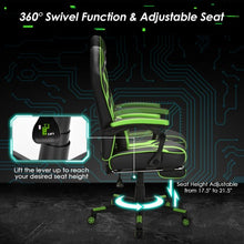 Load image into Gallery viewer, Computer Massage Gaming Recliner Chair with Footrest-Green