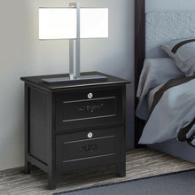 Load image into Gallery viewer, Solid Wood Elegant Storage Nightstand w/ 2 Locking Drawers-Black
