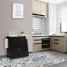 Load image into Gallery viewer, Rubber Wood Countertop Rolling Kitchen Island Cart-Black