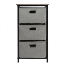 Load image into Gallery viewer, 3-Drawer Fabric Dresser Storage Tower Vertical Foldable Pull Bins-Black