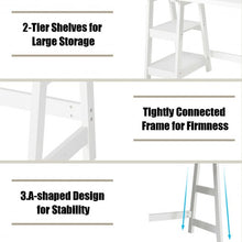 Load image into Gallery viewer, 2 Tier Shelf Wooden Trestle Computer Table Writing Desk