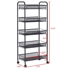 Load image into Gallery viewer, Black/Gray 5 Tier Storage Rack Trolley Cart-Gray