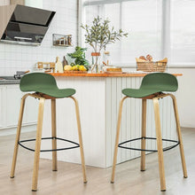 Load image into Gallery viewer, Set of 2 Modern Barstools Pub Chairs with Low Back and Metal Legs-Green