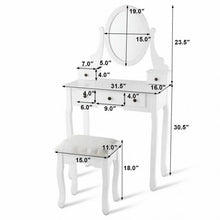 Load image into Gallery viewer, Dressing Table Set with Oval Mirror Stool and 5 Storage Drawers
