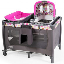 Load image into Gallery viewer, 4-in-1 Convertible Portable Baby Playard Newborn Napper with Music and Toys-Pink