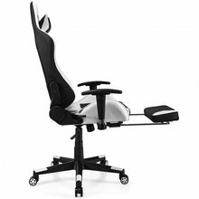 Load image into Gallery viewer, PU Leather Gaming Chair with USB Massage Lumbar Pillow and Footrest-White