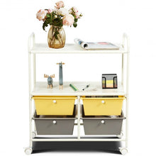 Load image into Gallery viewer, 4 Drawers Shelves Rolling Storage Cart Rack-Yellow
