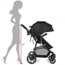 Load image into Gallery viewer, 2-in-1 Foldable Pushchair Newborn Infant Baby Stroller-Black