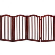 Load image into Gallery viewer, 4 Panels Folding Freestanding Wood Pet Dog Safety Gate-36"