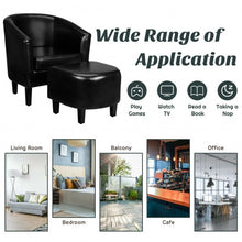 Load image into Gallery viewer, Modern Accent Tub Chair and Ottoman Set with Fabric Upholstered-Black