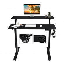 Load image into Gallery viewer, Electric 2-Tier Standing Desk Mobile Sit Stand Desk Height Adjustable-Black