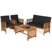 Load image into Gallery viewer, 4PCS Patio Solid Wood Furniture Set-Black