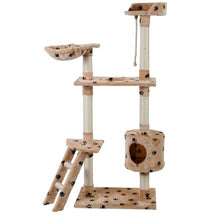 Load image into Gallery viewer, 60" Cat Tree Tower Kitten Hammock Condo-Beige paws