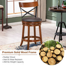 Load image into Gallery viewer, Set of 2 Bar Stools 360-Degree Swivel Dining Bar Chairs with Rubber Wood Legs-25 inch