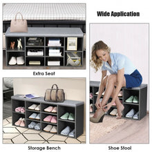 Load image into Gallery viewer, 10-Cube Organizer Entryway Padded Shoe Storage Bench-Gray