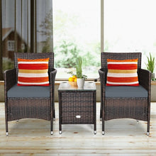 Load image into Gallery viewer, 3 pcs Outdoor Rattan Wicker Furniture Set-Gray