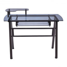 Load image into Gallery viewer, Glass Top Computer Desk with Printer Shelf